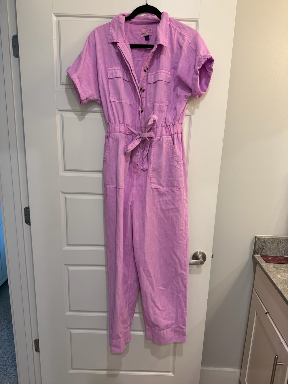 Universal Thread Lilac Short-Sleeve Tie-Waist Jumpsuit